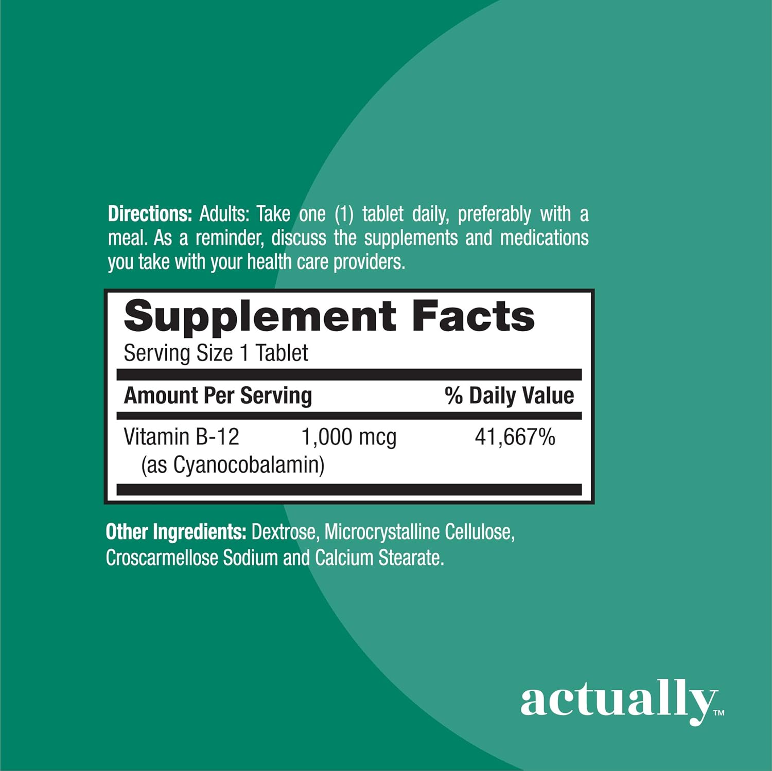 Energy Metabolism Support: Vitamin B12 1000mcg Tablets - 200 Day Supply with 200 Count