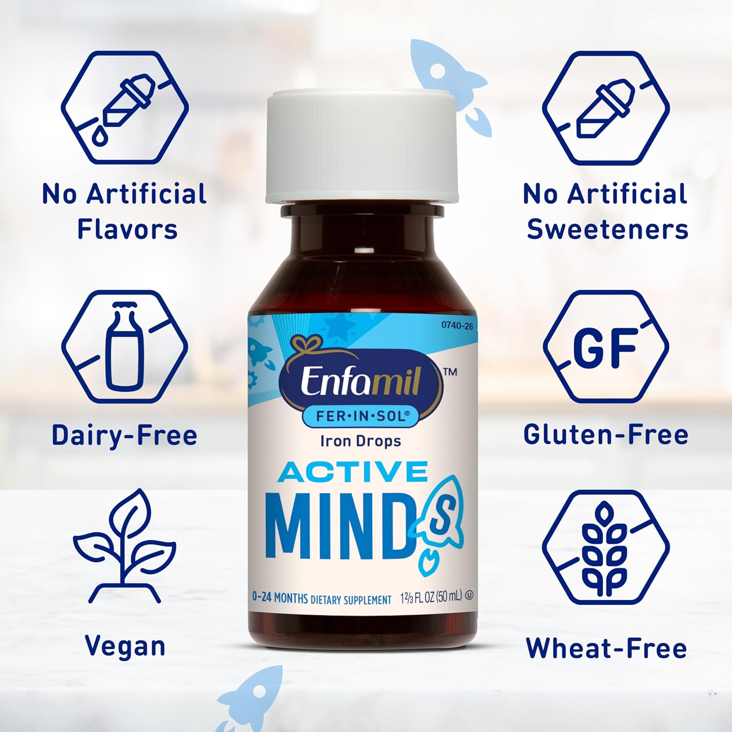 Enfamil Fer-in-Sol Iron Supplement Drops - Brain Development Support for Infants & Toddlers - 50 mL Dropper Bottle (2 Pack)