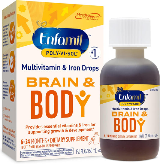 Enfamil Poly-Vi-Sol Liquid Multivitamin Drops with Iron - Supports Growth & Development - 50mL Bottle
