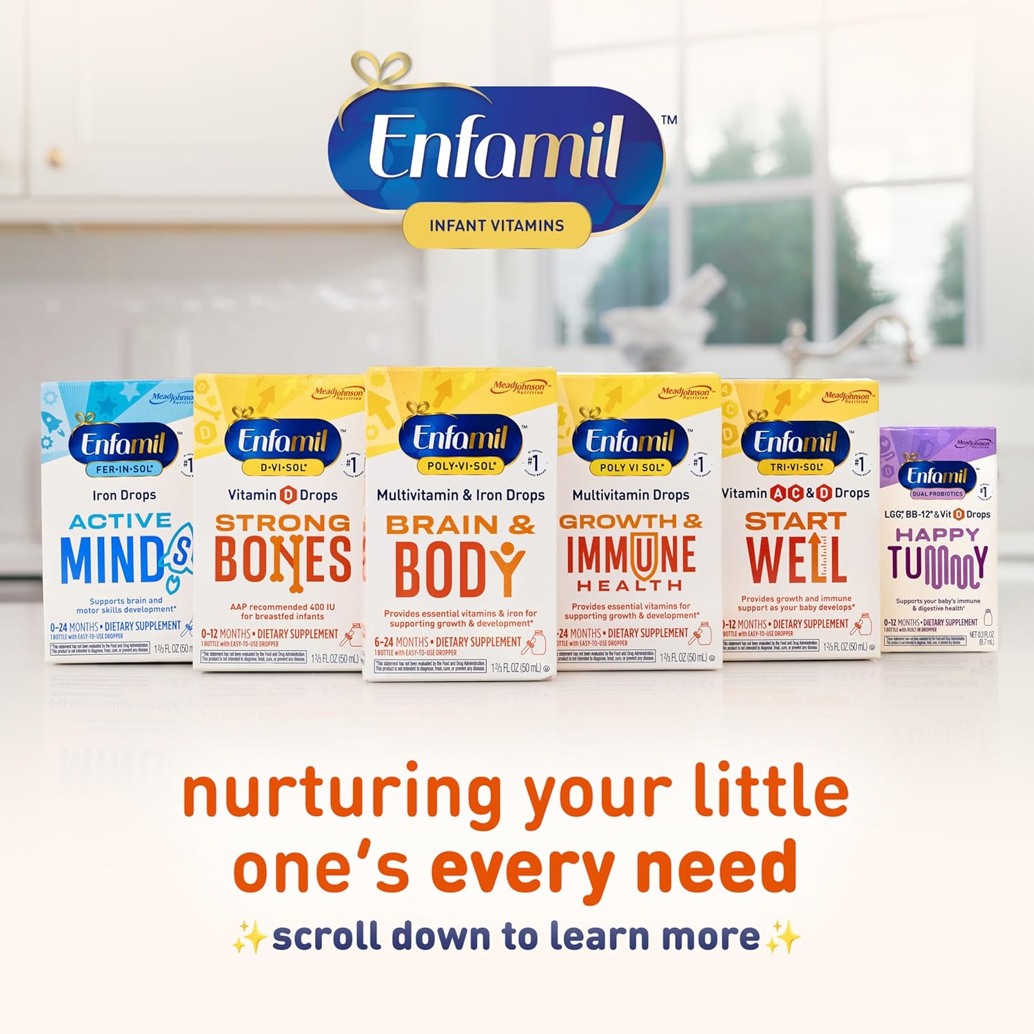 Enfamil Poly-Vi-Sol Liquid Multivitamin Drops with Iron - Supports Growth & Development - 50mL Bottle