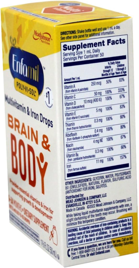 Enfamil Poly-Vi-Sol Multivitamin Drops with Iron - 50 mL Bottle