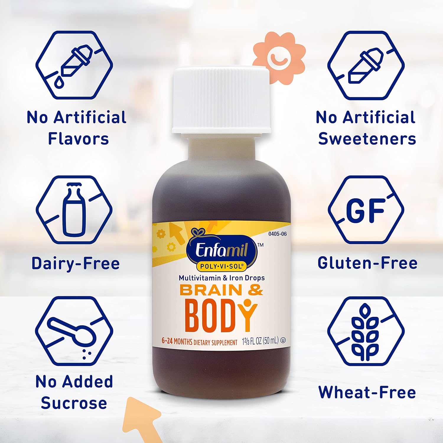 Enfamil Prenatal & Baby Vitamins Poly-Vi-Sol 8 Supplement Drops - 50mL Dropper Bottle (2 Pack) - Growth & Development Support for Infants & Toddlers
