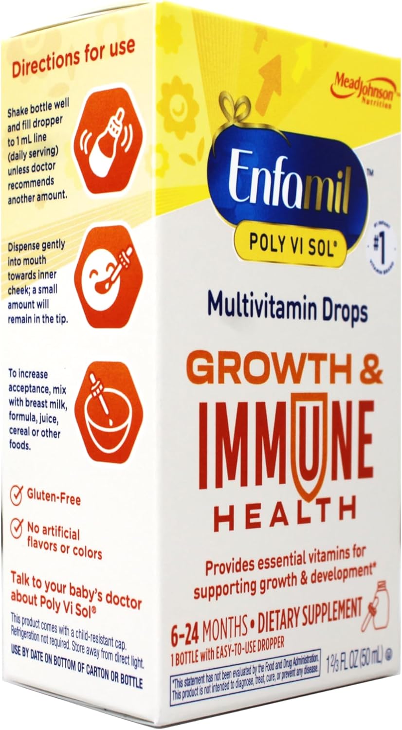 Enfamil Prenatals & Baby Vitamins Poly-Vi-Sol with Iron Drops, Fruit Flavor, 50 ml for Infants and Toddlers