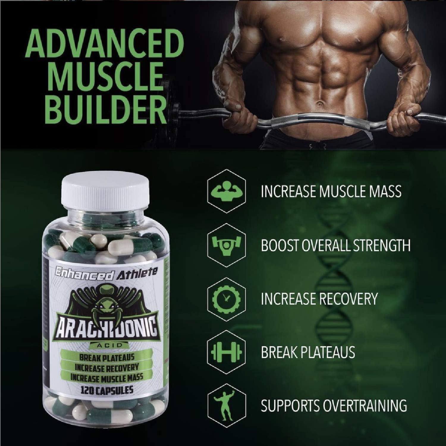 Enhanced Athlete Arachidonic Acid Supplement for Muscle Mass & Recovery - 120 Capsules