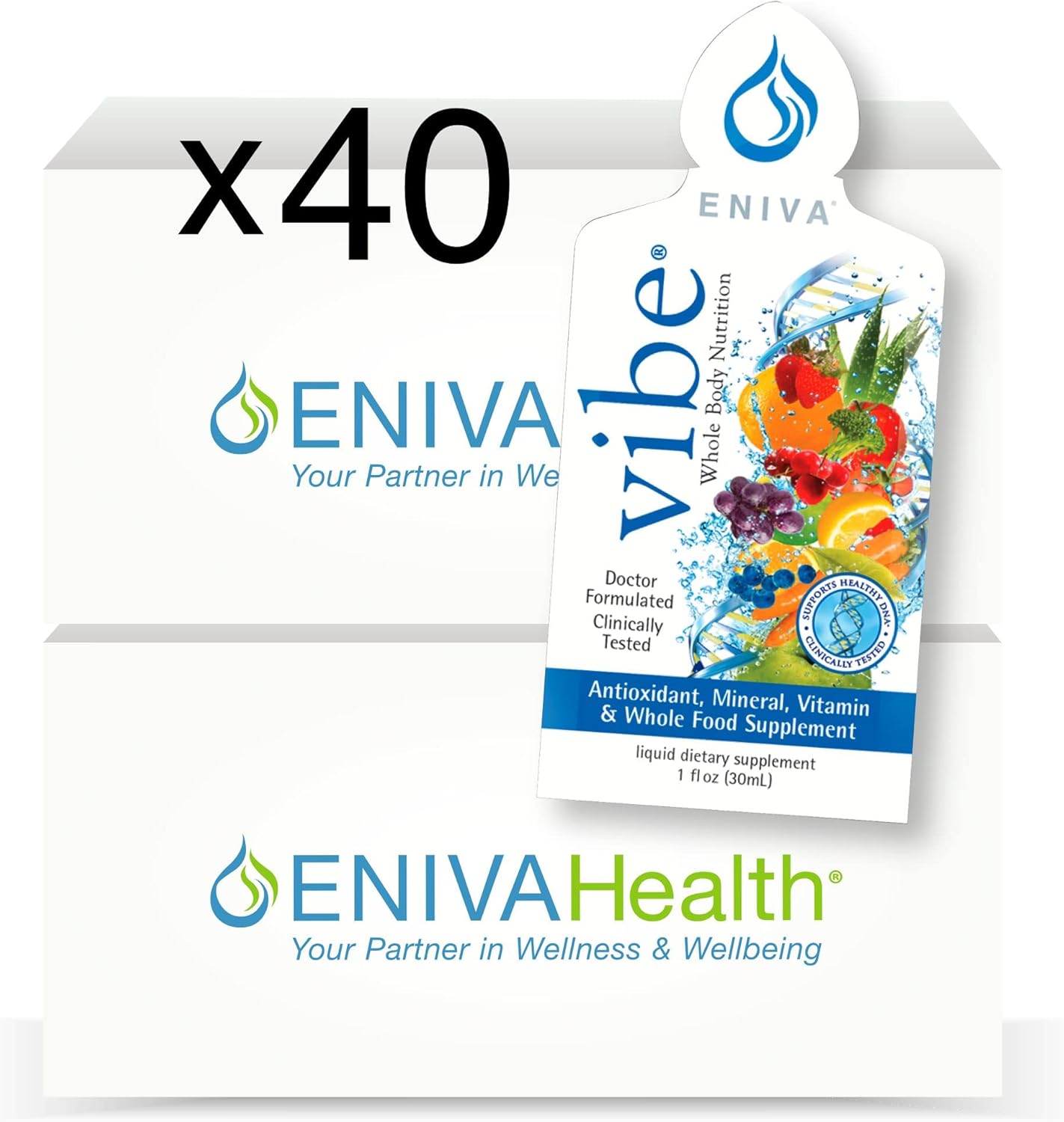 Eniva Health Vibe Liquid Multivitamin Mineral Supplements with Amino Acids - Daily Fruits and Veggies Supplement for Men & Women - Doctor Formulated in USA