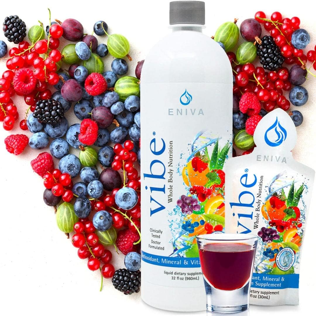 Eniva Health Vibe Liquid Multivitamin Mineral Supplements with Amino Acids - Daily Fruits and Veggies Supplement for Men & Women - Doctor Formulated in USA