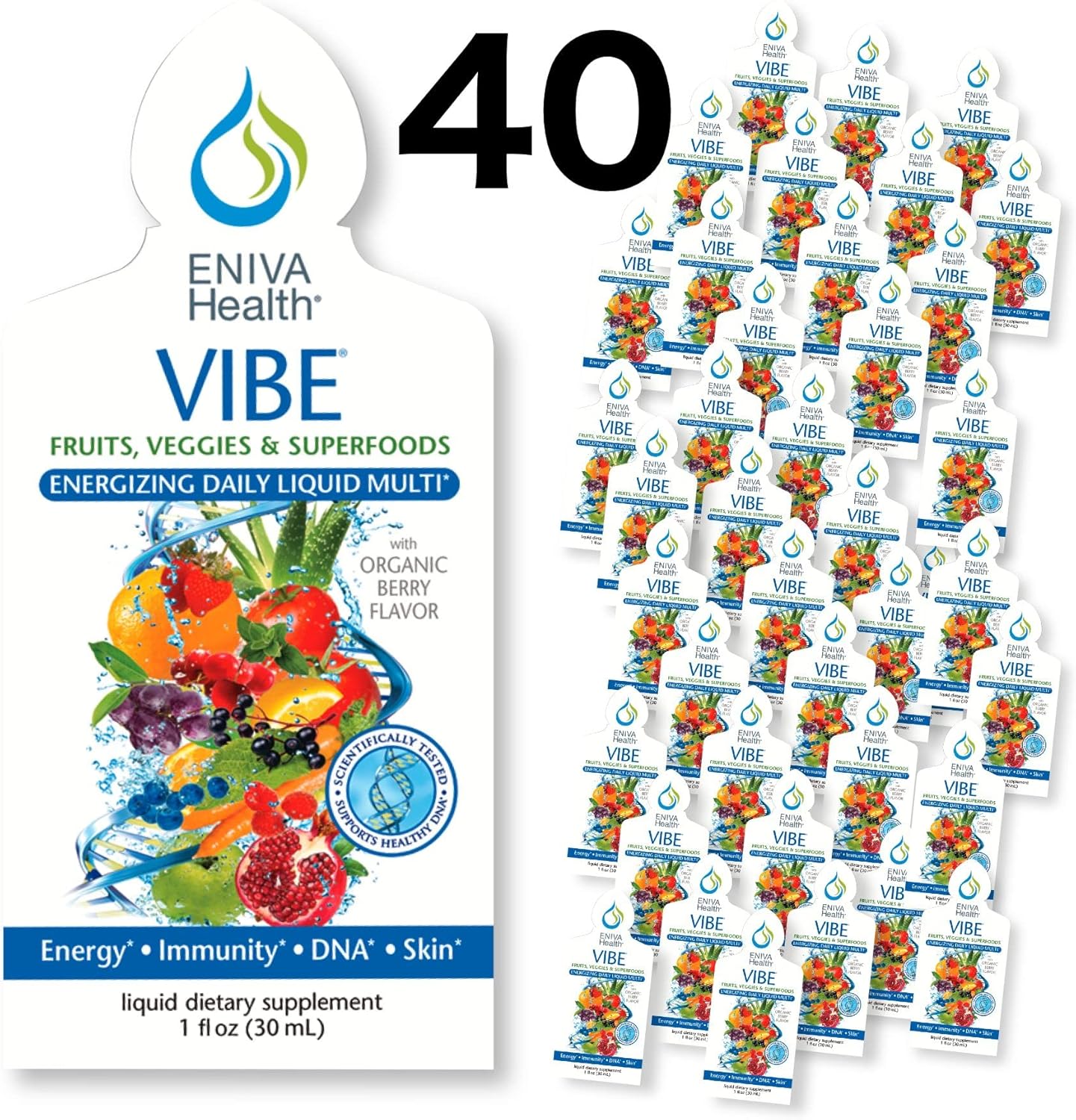 Eniva Health Vibe Liquid Multivitamin Mineral Supplements with Amino Acids - Daily Fruits and Veggies Supplement for Men & Women - Doctor Formulated in USA