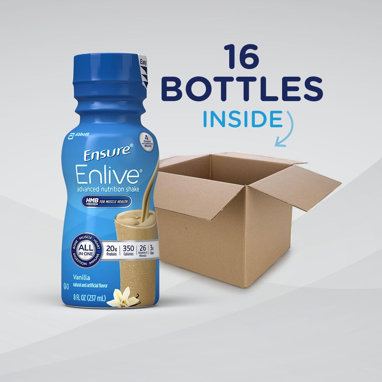 Enlive Advanced Nutrition Shake Vanilla Meal Replacement Shakes 16ct - 20g Protein