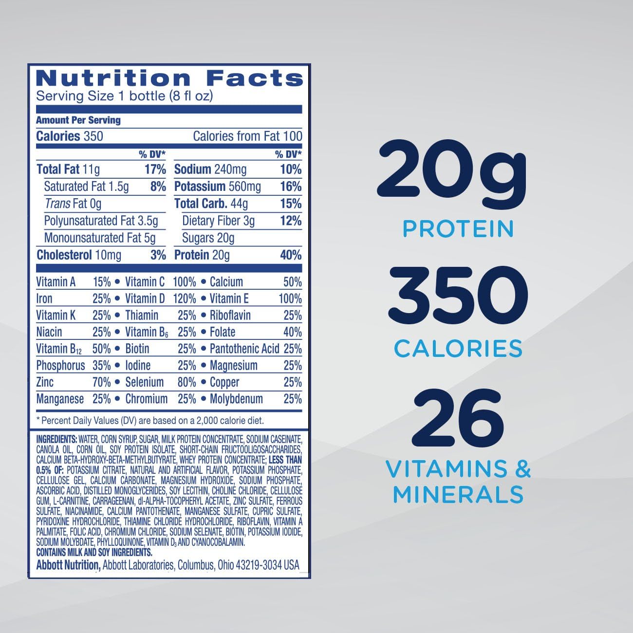 Enlive Advanced Nutrition Shake Vanilla Meal Replacement Shakes 16ct - 20g Protein