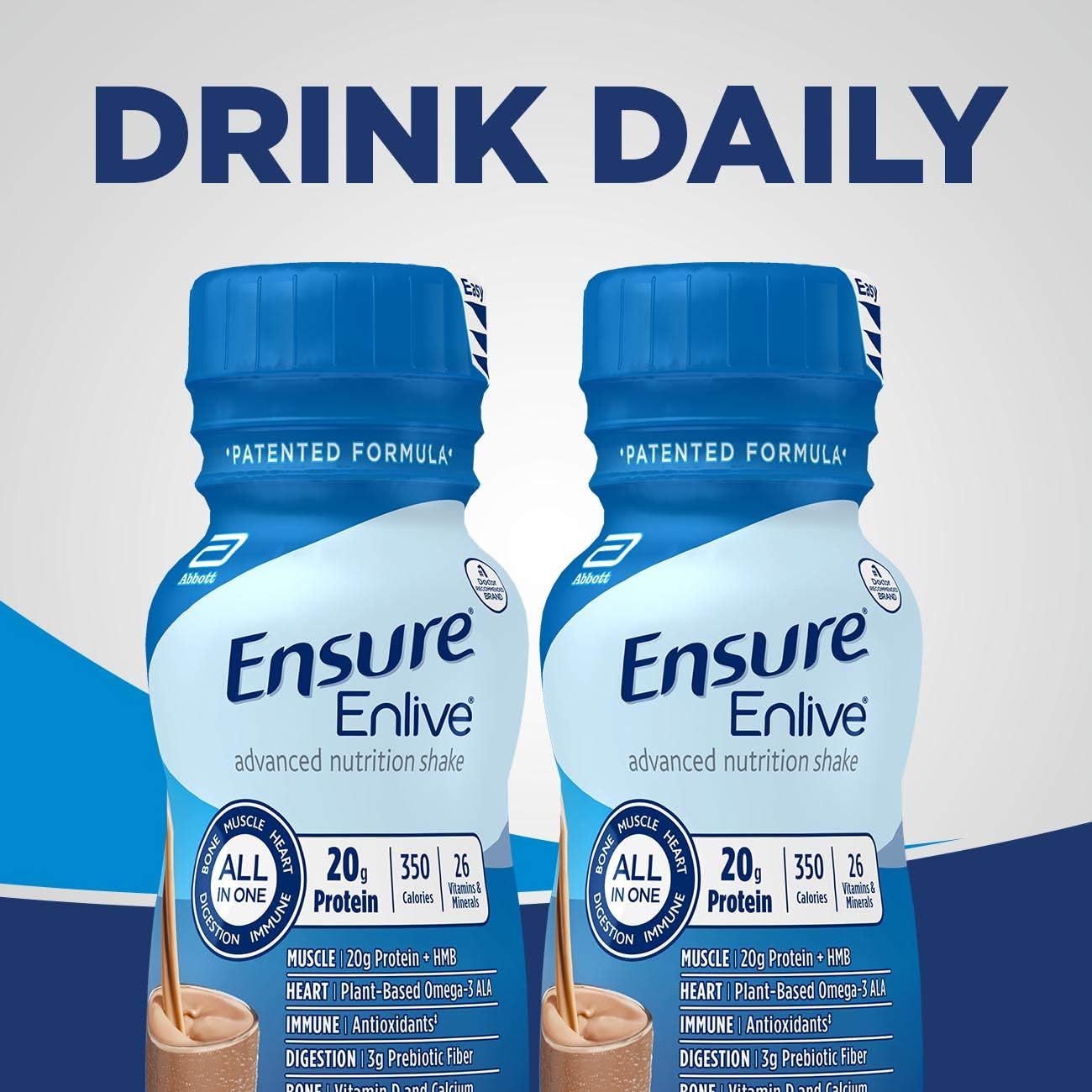 Enlive Meal Replacement Shake - 20g Protein, 350 Calories, Advanced Nutrition, Milk Chocolate - 8 Fl Oz, 16 Pack