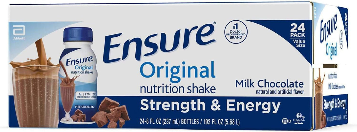 Ensure Original Nutrition Shake Chocolate Milk - 192 Fl Oz (Pack of 24) - 8 oz bottles