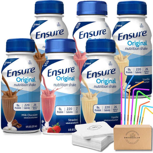 Ensure Original Nutrition Shakes Variety Pack - 6 Pack of Milk Chocolate, Vanilla, and Strawberry Flavors with Essential Vitamins and Minerals