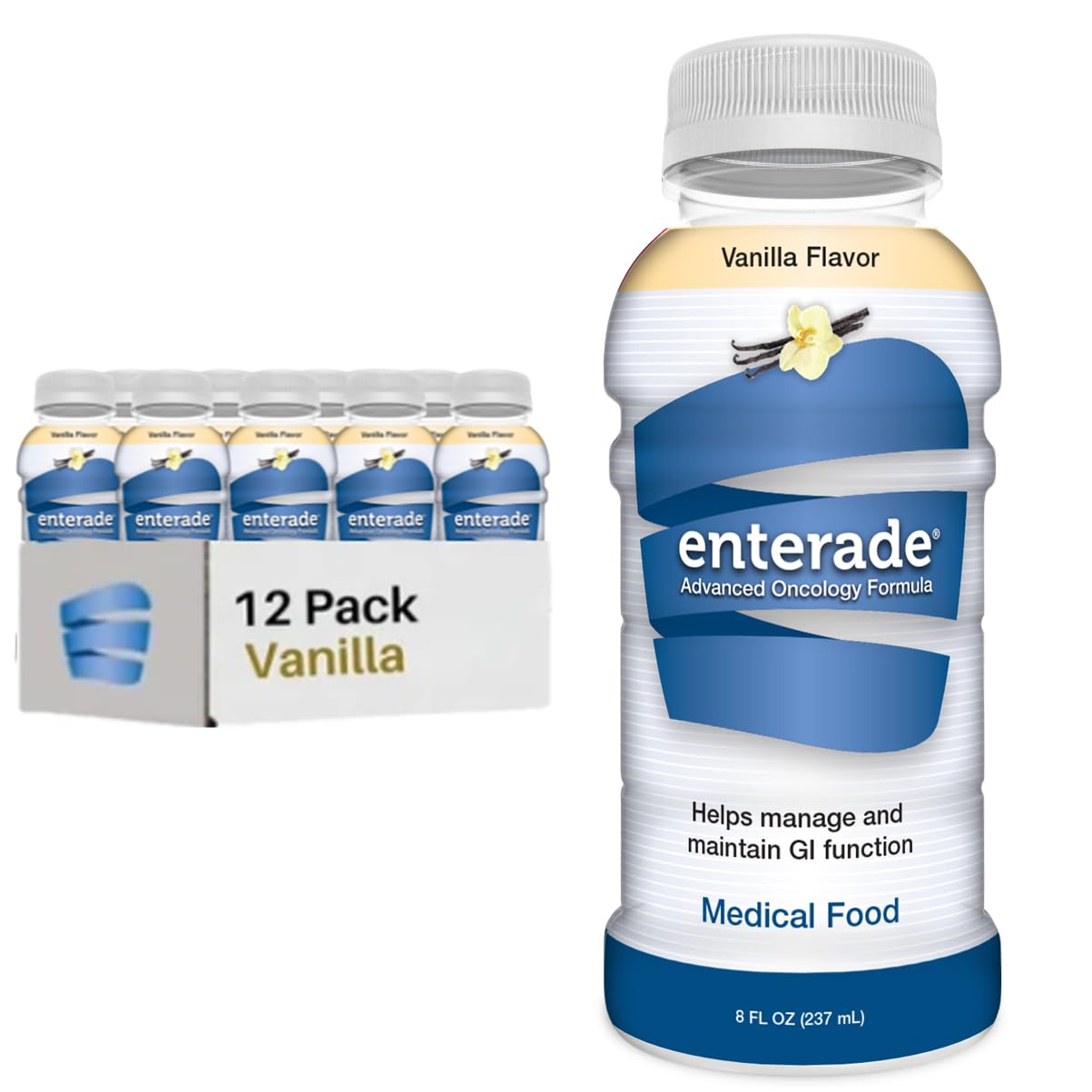 enterade AO Vanilla Flavor 8oz - 12 Bottles, Formulated to Alleviate GI Side Effects During Treatment, Supportive Care Drink