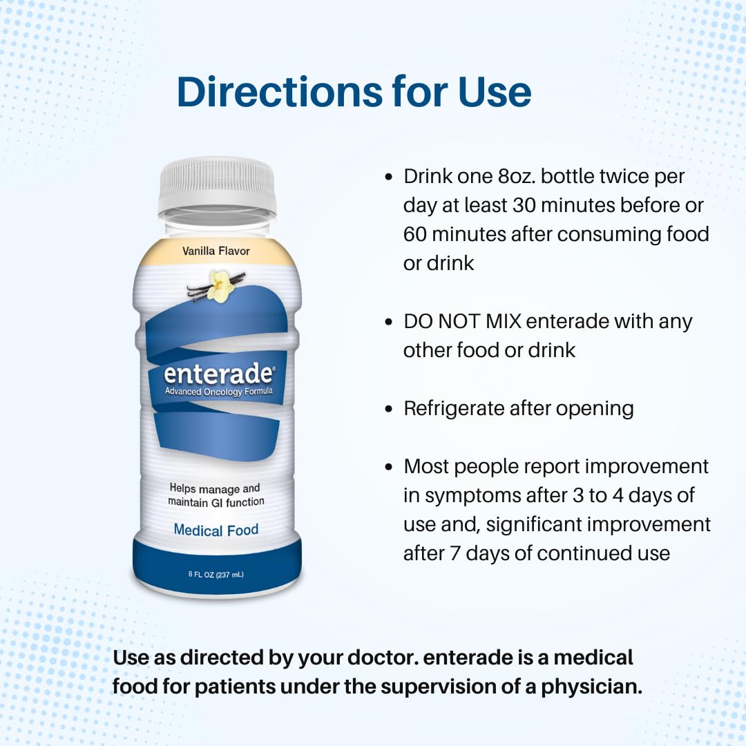 enterade AO Vanilla Flavor 8oz - 12 Bottles, Formulated to Alleviate GI Side Effects During Treatment, Supportive Care Drink