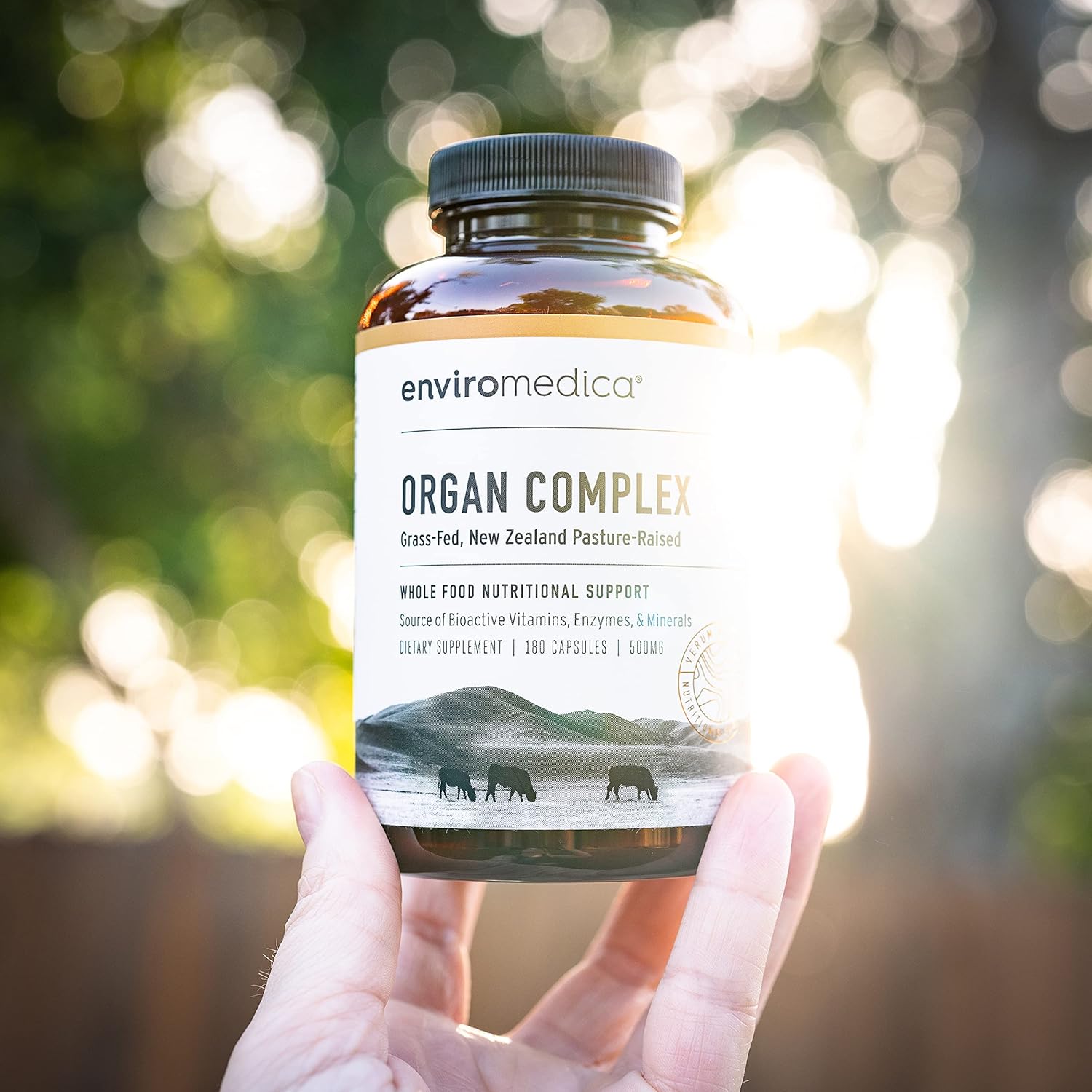 Enviromedica Grass-Fed Organ Complex: Freeze-Dried Beef Liver, Kidney, Heart, and Pancreas - 180 Capsules