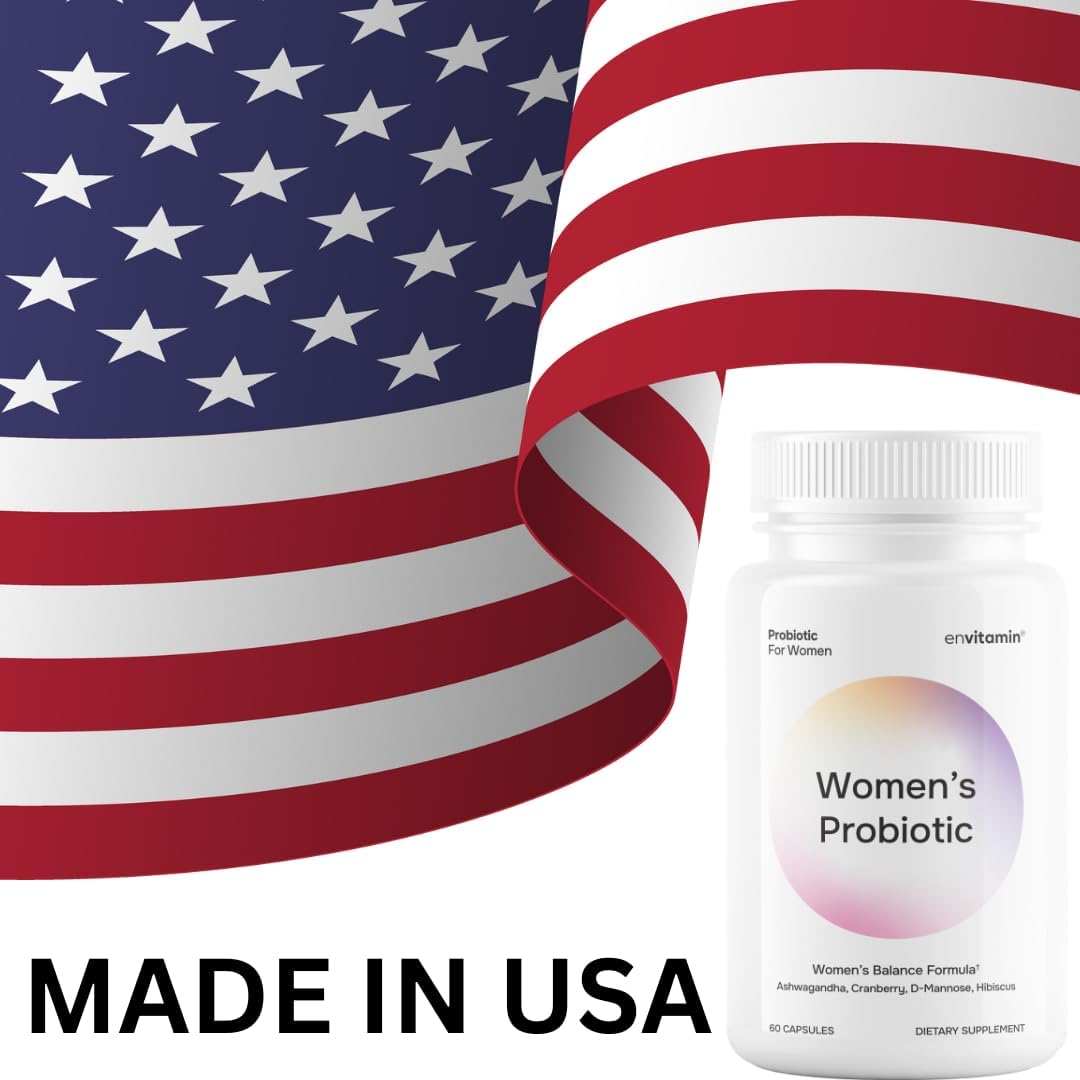 envitamin Women's Probiotic Balance Formula with Ashwagandha, Cranberry, Black Cohosh, D-Mannose, Hibiscus, & Dandelion - Microbiome Support