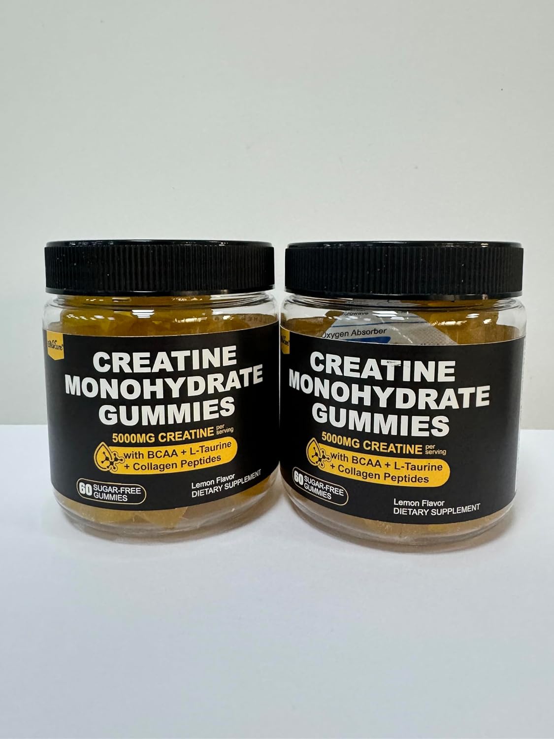 envycure Creatine Gummies with BCAA, Collagen, L-Taurine, Vitamin B12 & D3 - Natural Lemon Flavor, Sugar Free - 5g Creatine Per Serving - 30 Servings, 120 Count