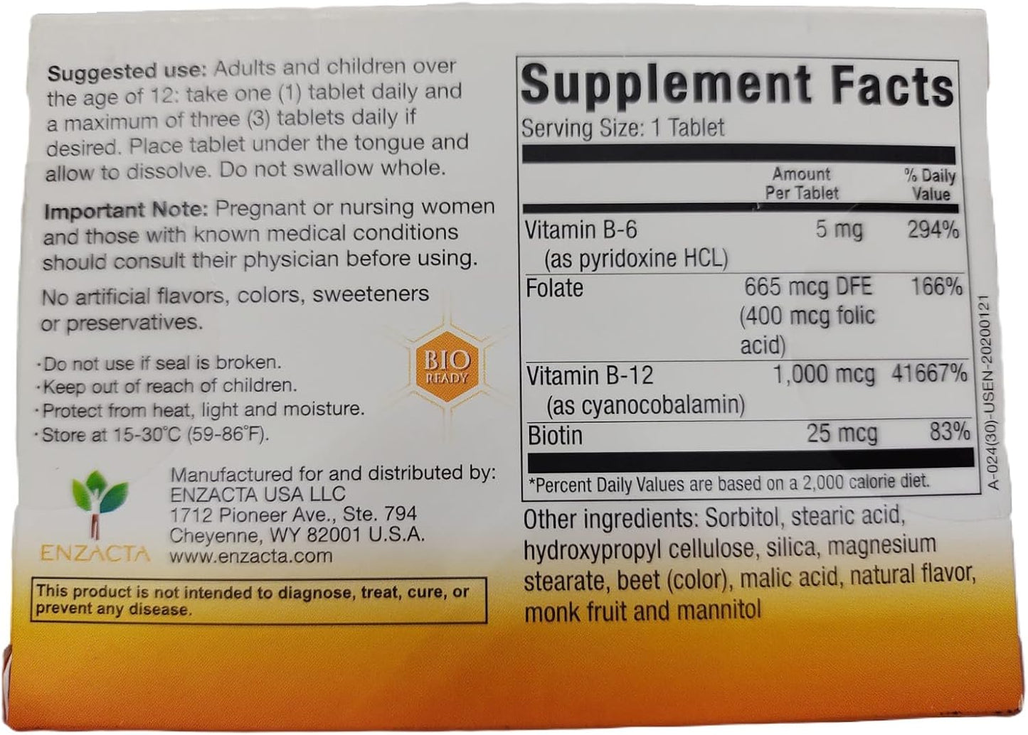 Enzacta Alfa B-12 Tablets - Boost Energy and Immunity with 30 Tablets