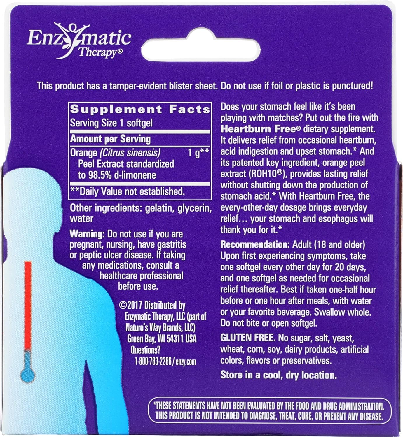 Enzymatic Therapy Heartburn Free with ROH10 Softgels - 10 Count Bottle