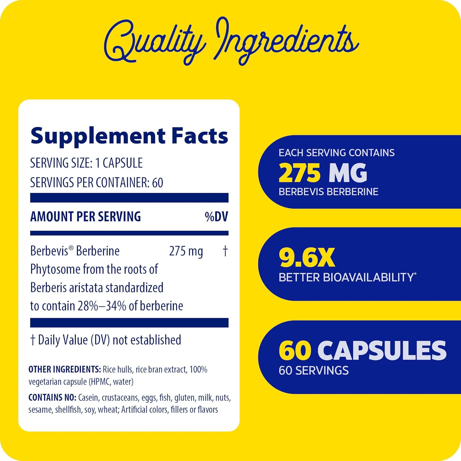 Enzymedica Berberine Phytosome Capsules - High Potency Vegan Metabolic Support Supplement with 9.6X Bioavailability - 60 Count