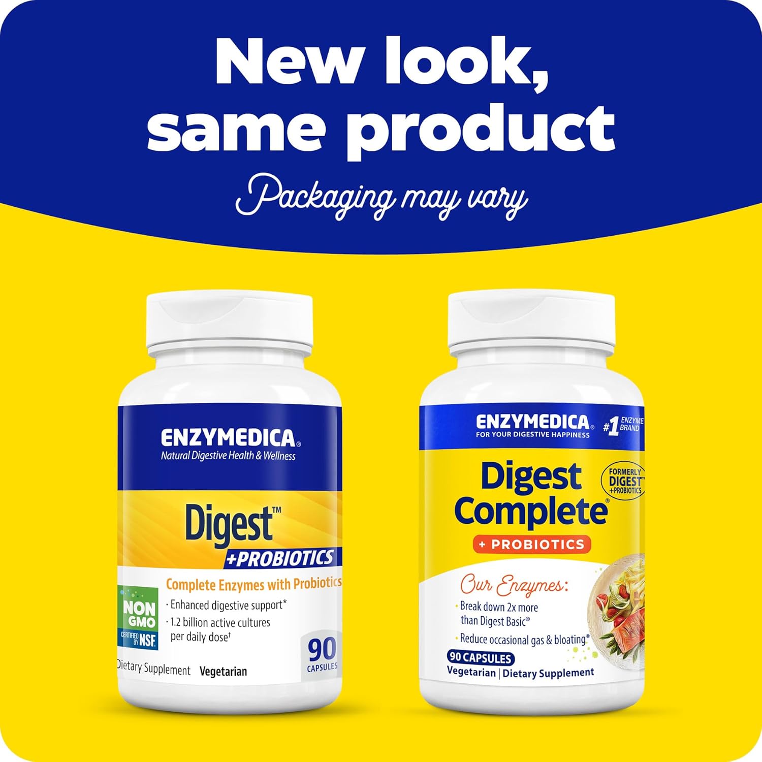 Enzymedica Digest + Probiotics Capsules, Enzyme Support for Healthy Digestion, Relief from Gas, Bloating, Indigestion, 1.2 Billion CFU - 90 Count