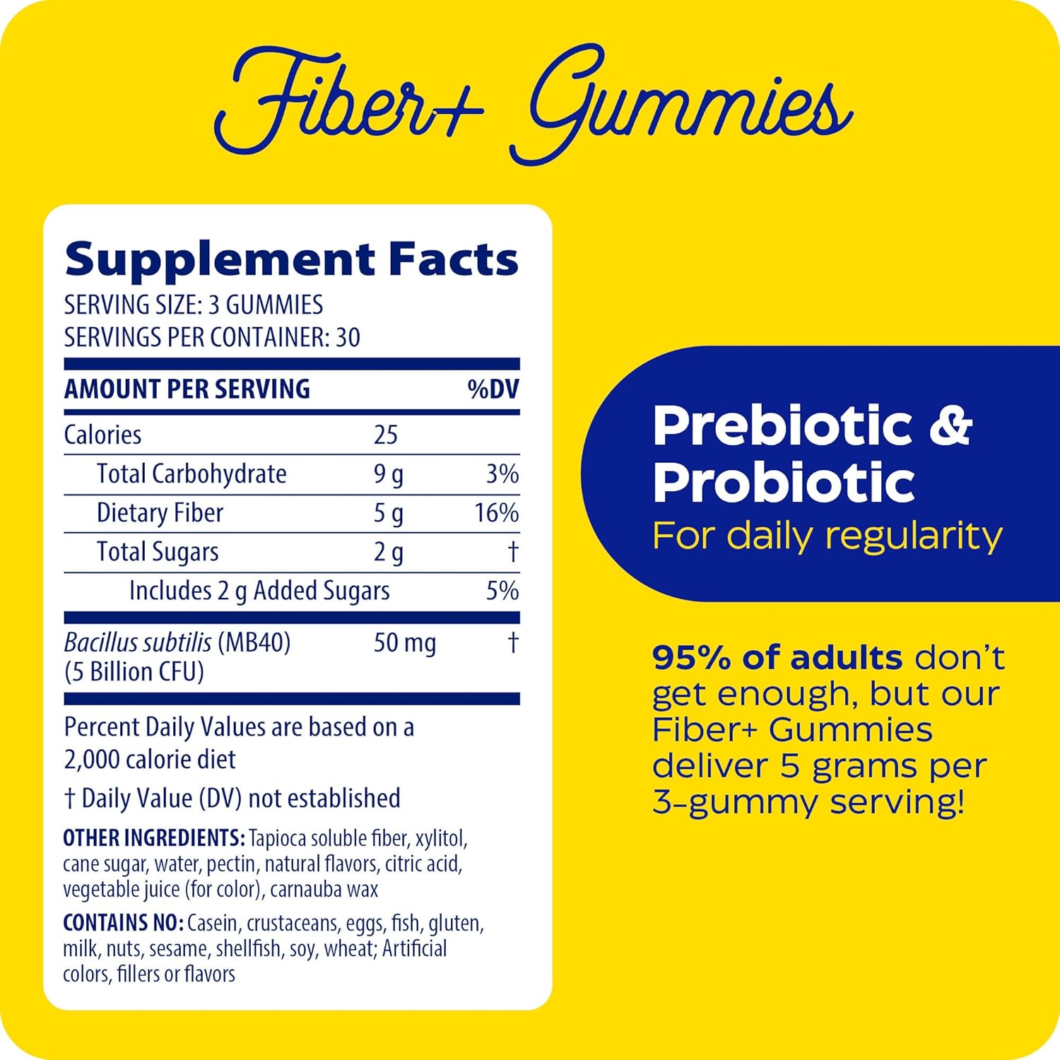 Enzymedica Fiber+ Gummies with Prebiotics & Probiotics - 5g Fiber, Vegetarian Digestive Health Supplement - Kids & Adults, 90 ct Blood Orange Flavor