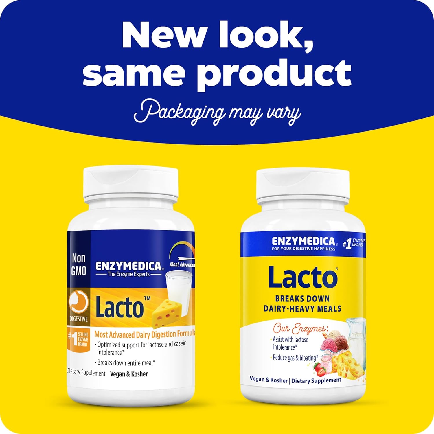 Enzymedica Lacto Digestive Enzymes - Fast-Acting Relief for Gas & Bloating - 180 Count Pack