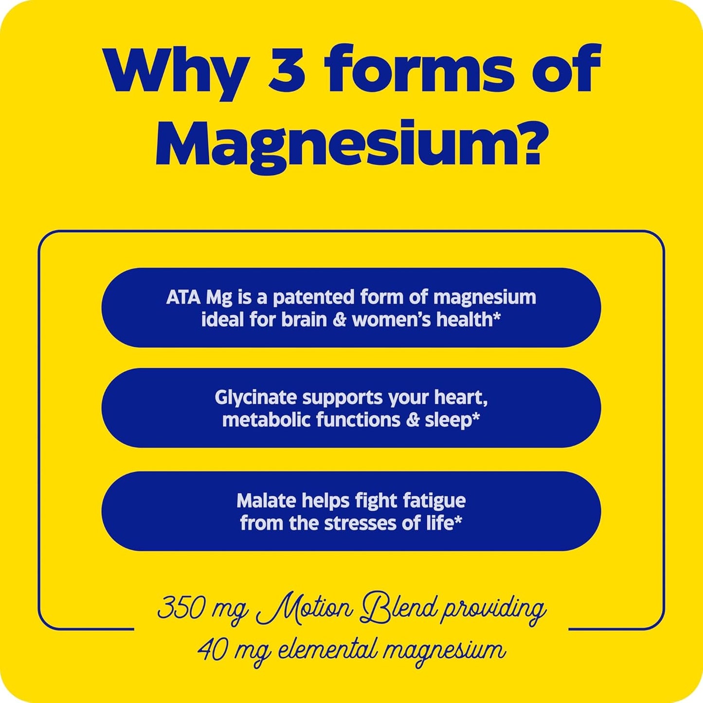 Enzymedica Magnesium Motion Supplement with ATA Mg, Glycinate, Malate - 60 Count - Supports Bone & Muscle Health, Relieves Aches