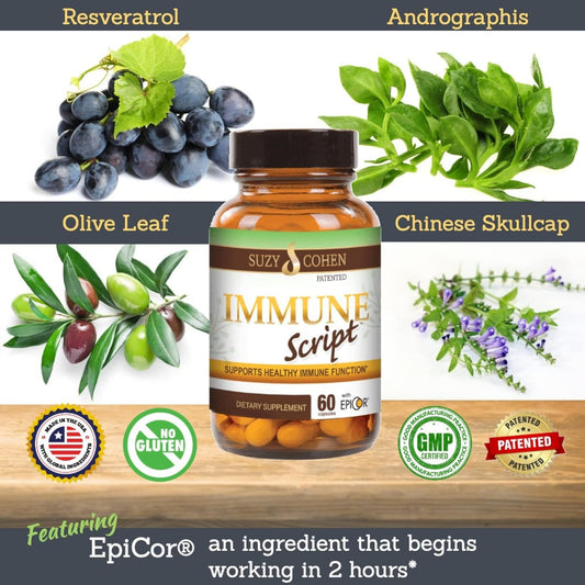 EpiCor Immune Support Capsules with Andrographis, Skullcap, and Resveratrol - Promotes Seasonal Immune Health and Relaxing Sleep - 60 Count