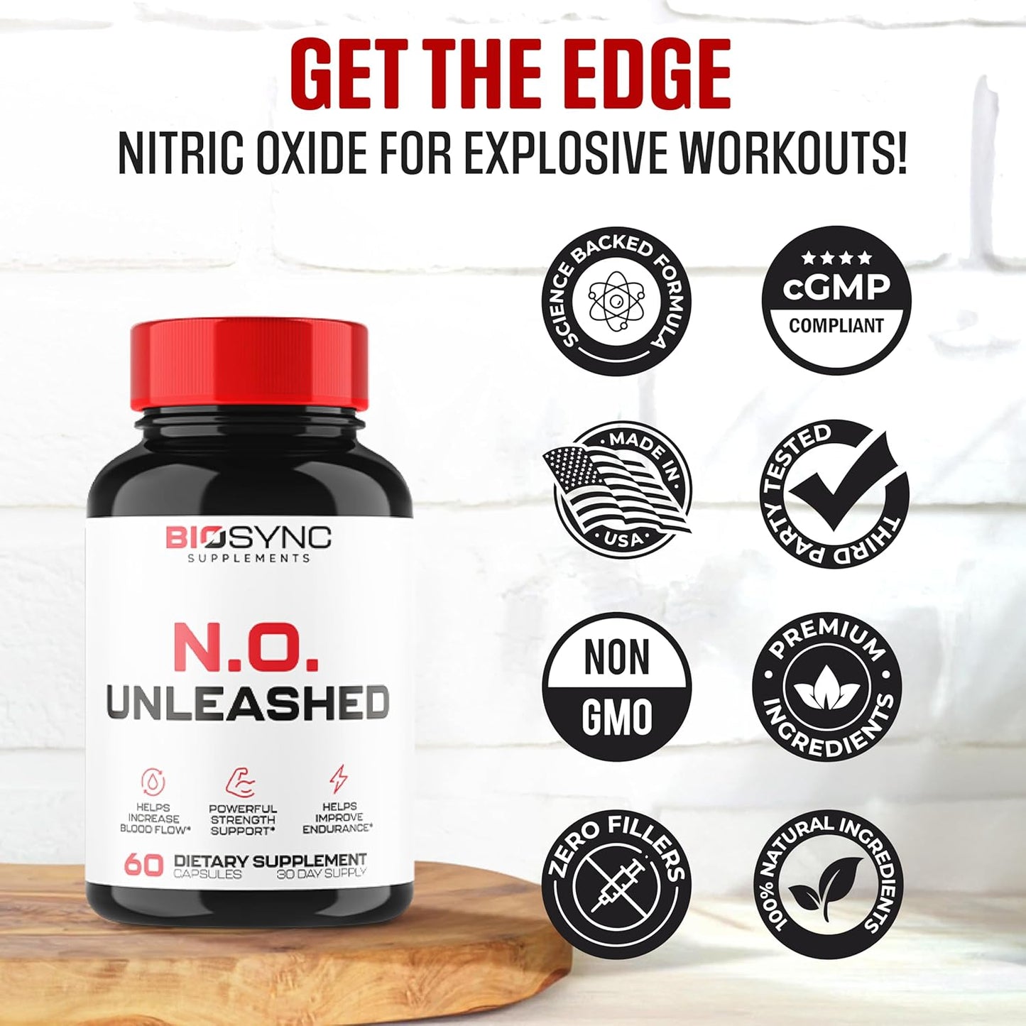 EPN Supplements BioSync Nitric Oxide Booster Capsules for Men - L Citrulline, L Arginine, Beta Alanine + More Ingredients for Blood Flow & Strength