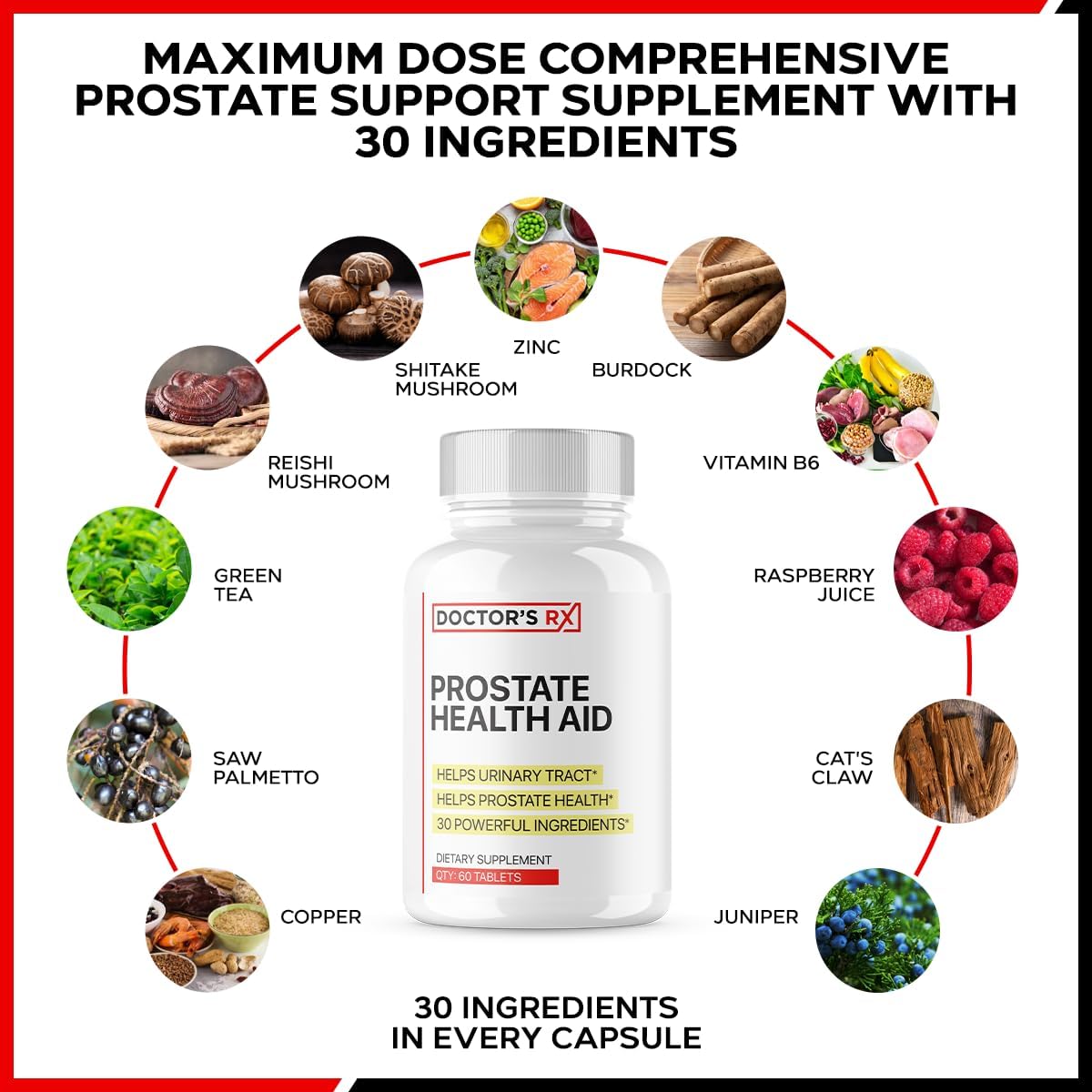 EPN Supplements Doctor's RX Prostate Health Supplement - Supports Urinary Tract & Function - 30 Ingredient Formula - 60 Capsules
