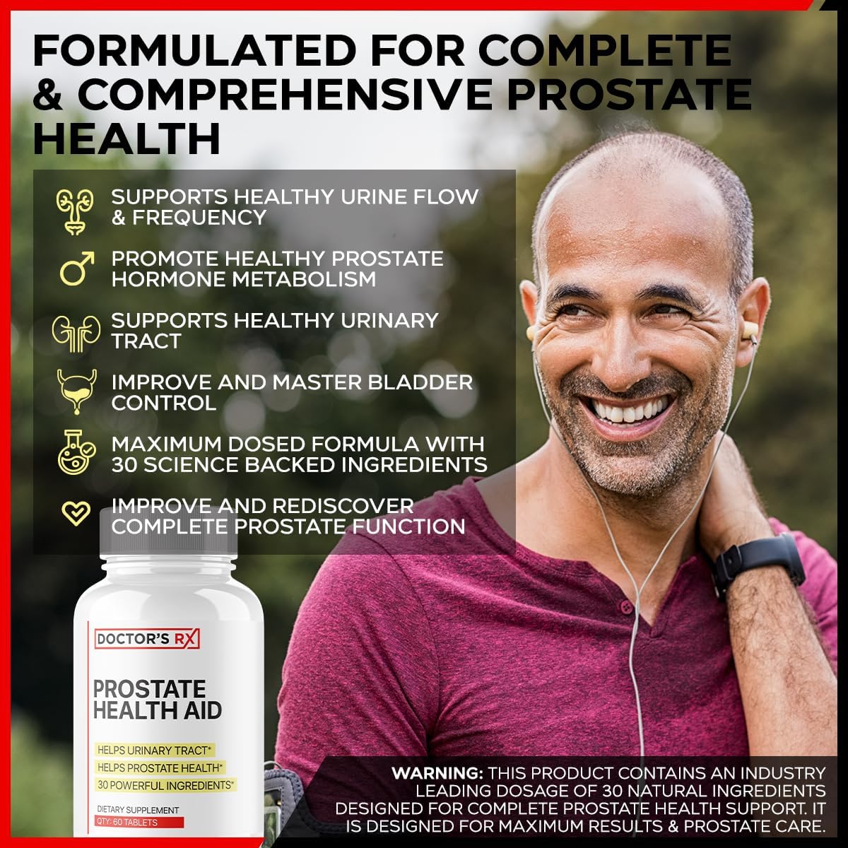 EPN Supplements Doctor's RX Prostate Health Supplement - Supports Urinary Tract & Function - 30 Ingredient Formula - 60 Capsules