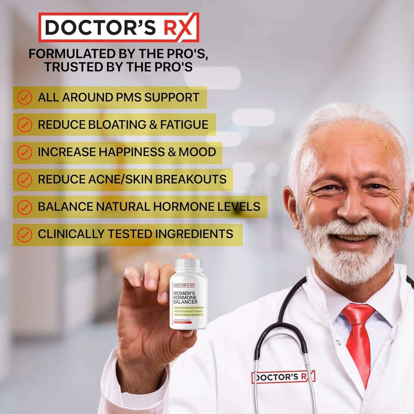 EPN Supplements Doctor's RX | Top-Rated Hormone Balancer for Women | Clinically Tested Support for PMS, Menopause, Bloating & Fatigue | Ultra Strength Formula with 14 Ingredients | 3rd Party Tested - 60 Capsules