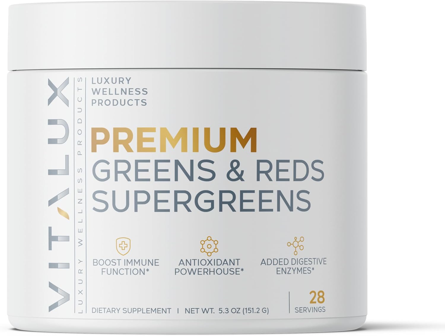 EPN Supplements VITALUX Premium Greens & Reds Superfood Powder - Immune Support, Antioxidants, Digestive Enzymes - 17 Ingredients - Vegan, USA Made - 28 Day Supply