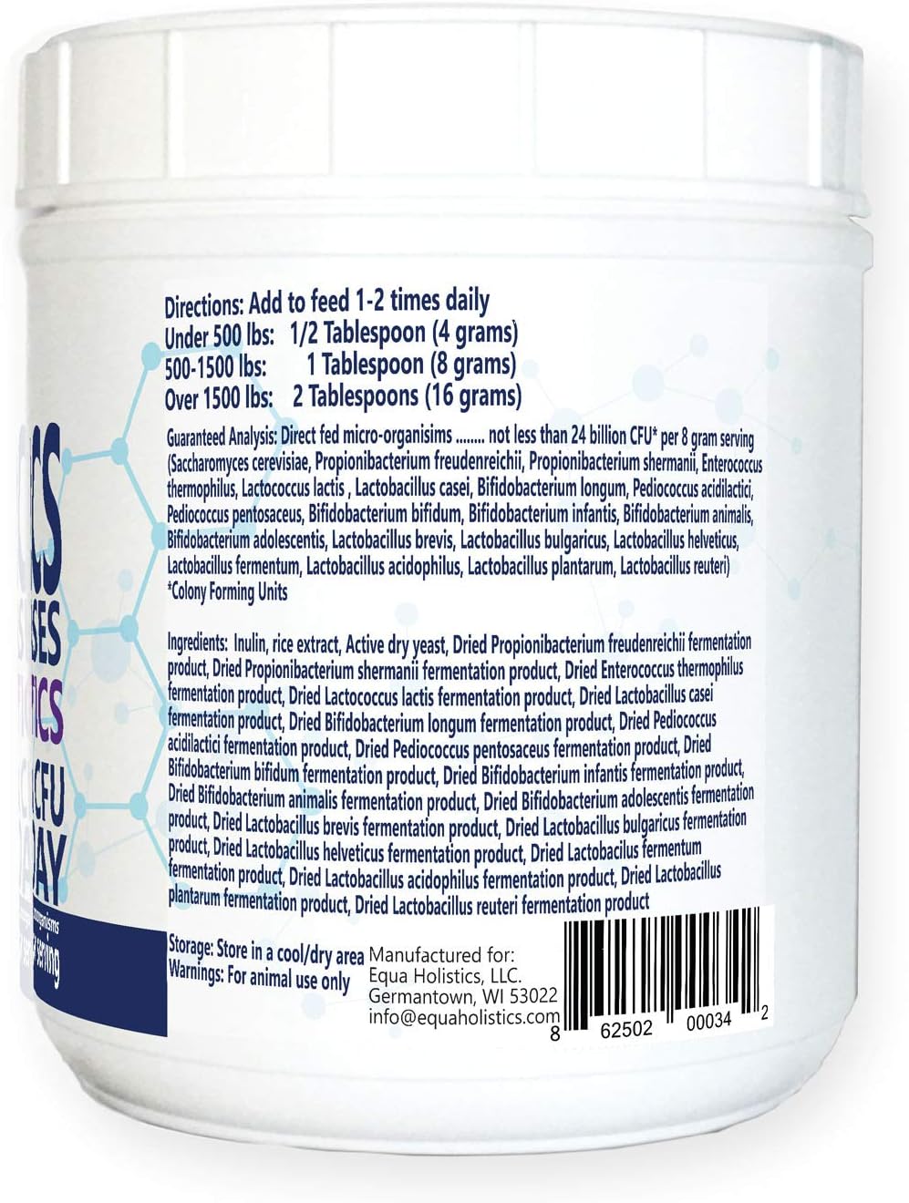 Equa Holistics HealthyGut™ Probiotics for Horses - All-Natural Digestive System Support (90 Day Supply)