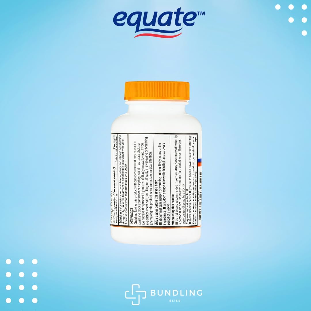 Equate Fiber Therapy 500mg Supplement Bundle with 7 Day Pill Organizer - 100 Count