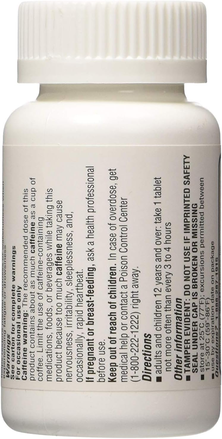 Equate Stay Awake Alertness Aid with Caffeine 200mg - Reduces Fatigue - 80 Tablets x2