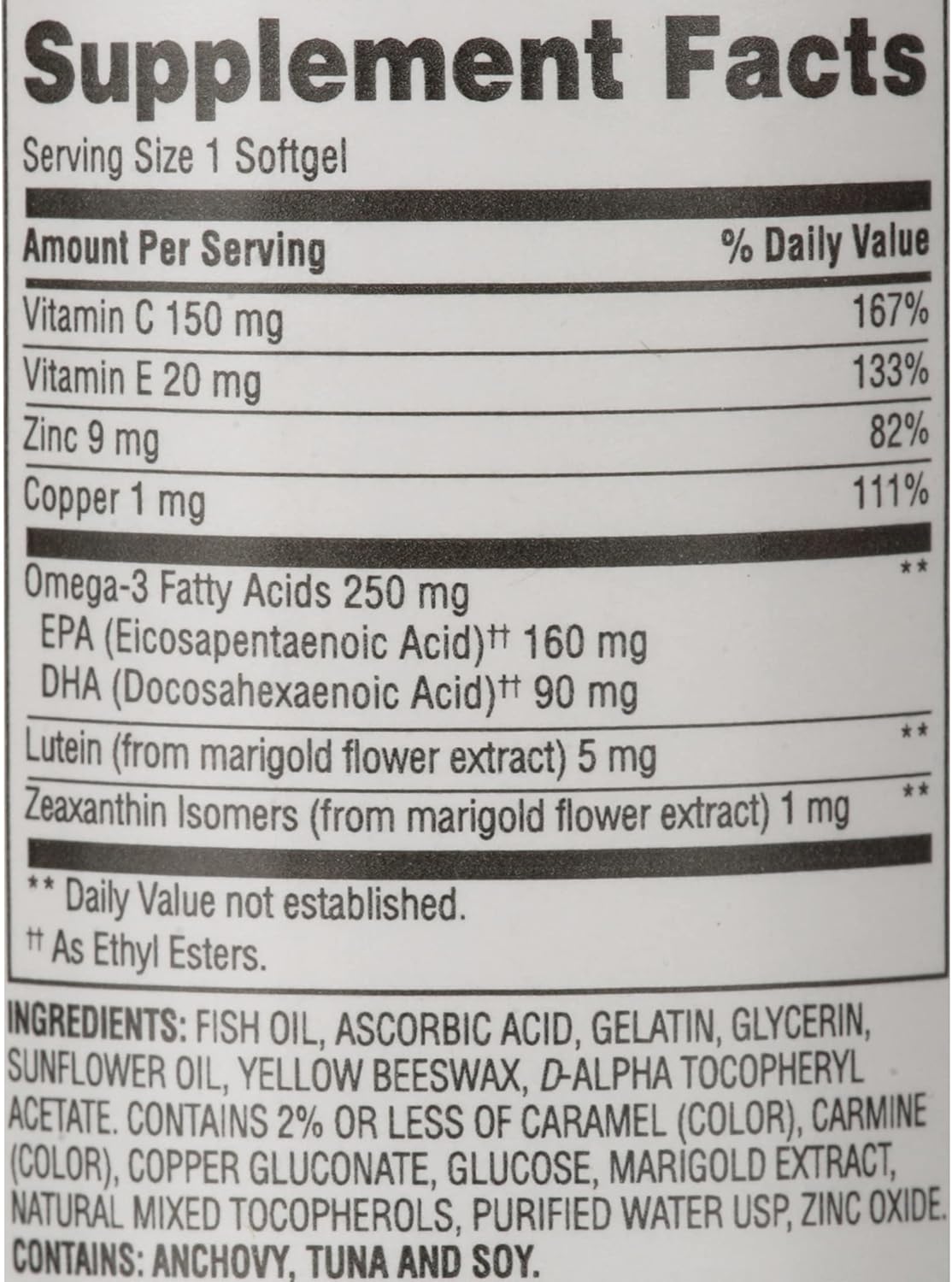 Equate Vision Formula for Adults 50+ with Lutein, Zeaxanthin & Omega-3 - 300 Softgels