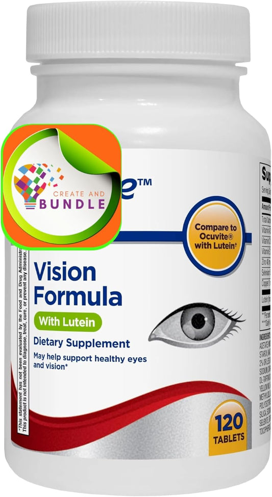 Equate Vision Formula with Lutein - 120 Tablets for Eye Health and Antioxidant Protection + Bonus Sticker