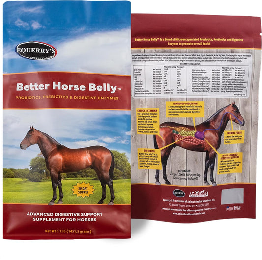 Equerry's Horse Belly Support - Probiotic & Prebiotic Digestive Supplement for Horses - 3.2LB