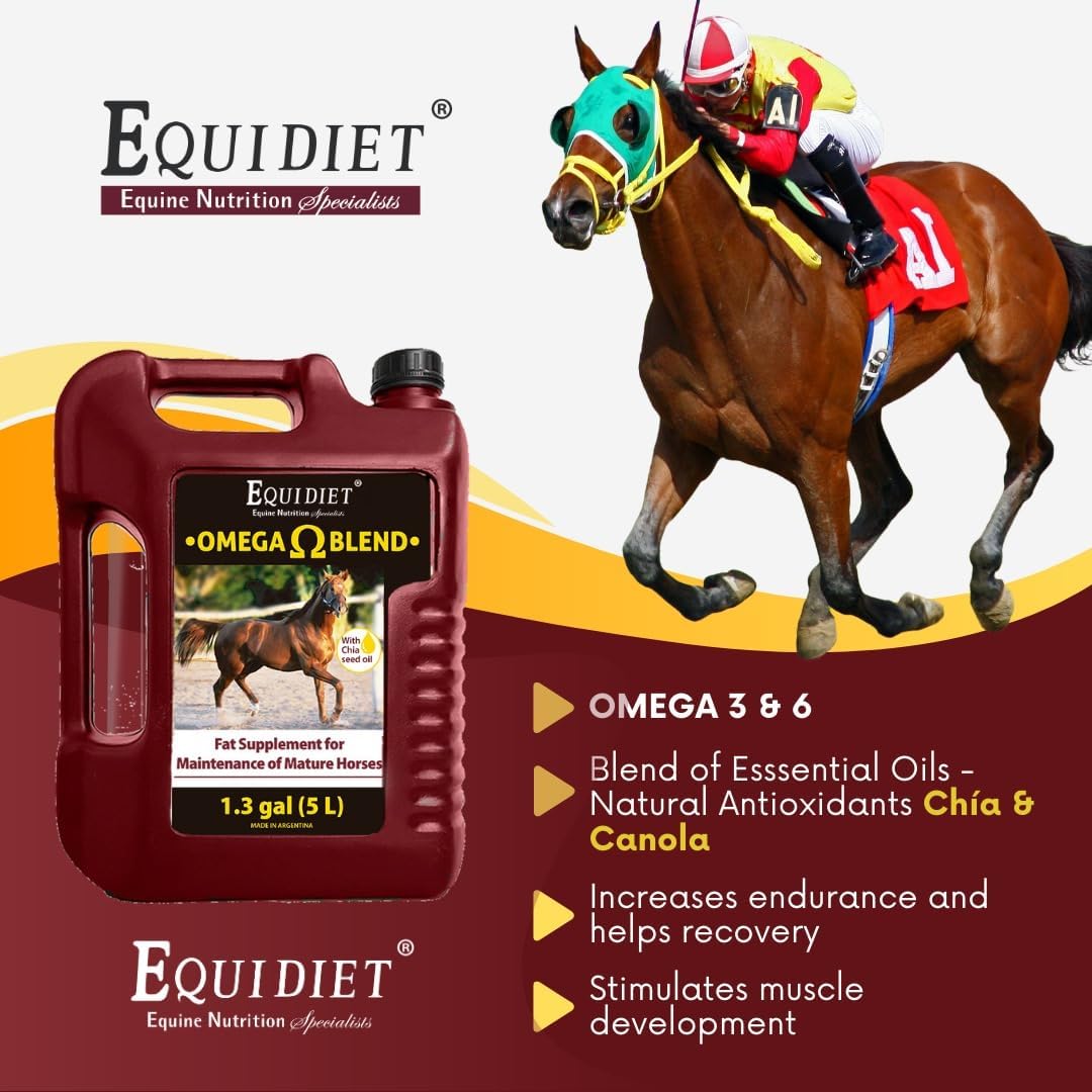 Equidiet Omega Blend Supplement for Horses - Promotes Weight Gain, Muscle Development - Cool Calories, Natural Antioxidants Omega 3 and 6