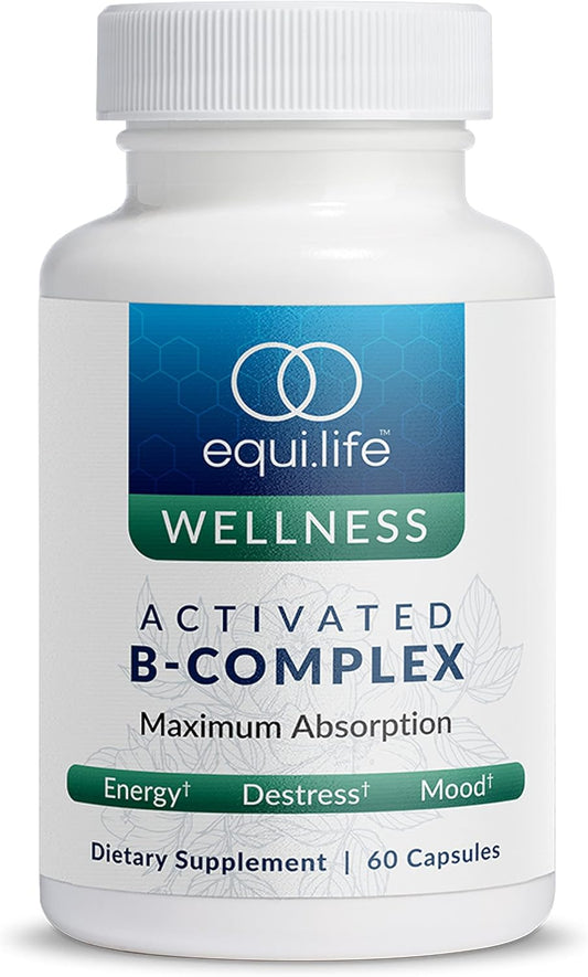 Equilife Activated B-Complex Dietary Supplement for Mood & Energy Support, 60 Veggie Caps, Non-GMO, Vegan Formula