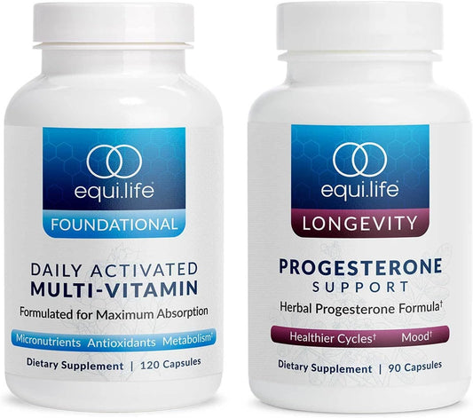 Equilife Daily Multi-Vitamin and Progesterone Support Bundle - 30 Servings, 90 ct. Herbal Hormone Supplement with 21 Essential Vitamins