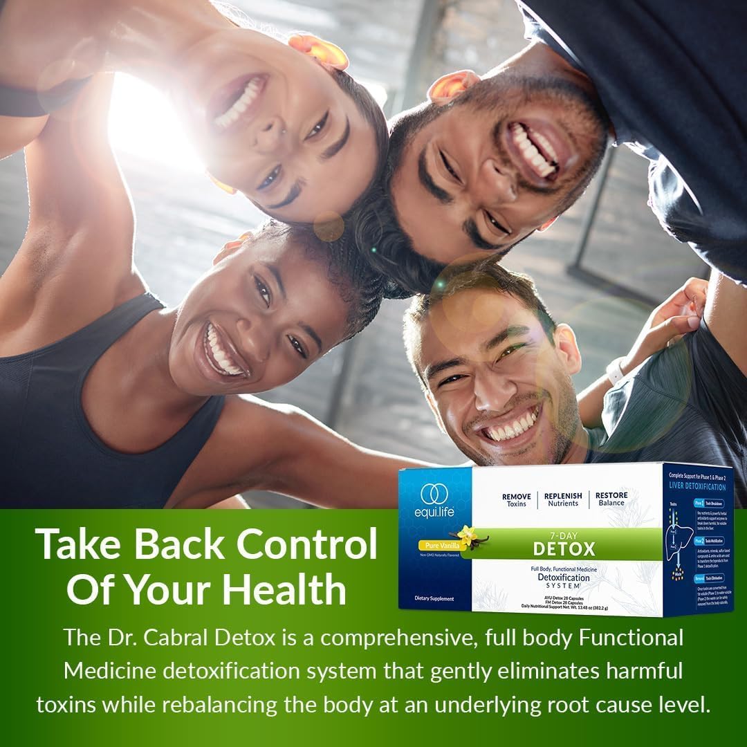 Equilife Dr. Cabral Detox Vanilla Cleanse - 7-Day Full Body Detox Cleanse for Energy, Mood Boost, Mental Clarity, Health & Wellness - 14 Servings