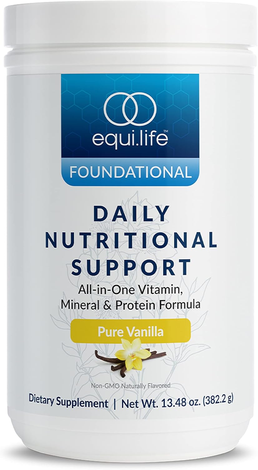 Equilife Organic Plant-Based Protein Powder with Multivitamin - Energy Boost, Gut Cleansing, Skin Health Support - Pure Vanilla, 14 Servings