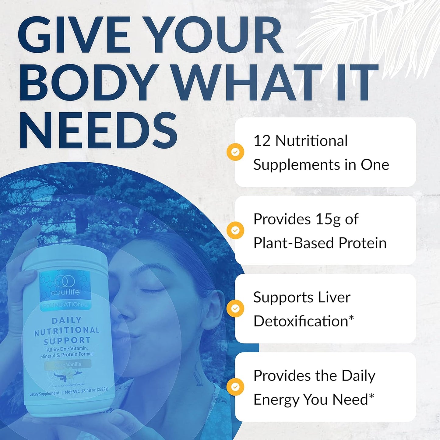 Equilife Organic Plant-Based Protein Powder with Multivitamin - Energy Boost, Gut Cleansing, Skin Health Support - Pure Vanilla, 14 Servings