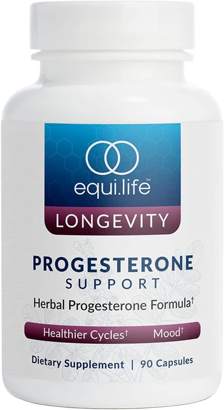 Equilife Progesterone Support Capsules - Herbal Hormonal Balance for Women, Menstrual Pain Relief, Non-GMO, Gluten-Free - 90 Count