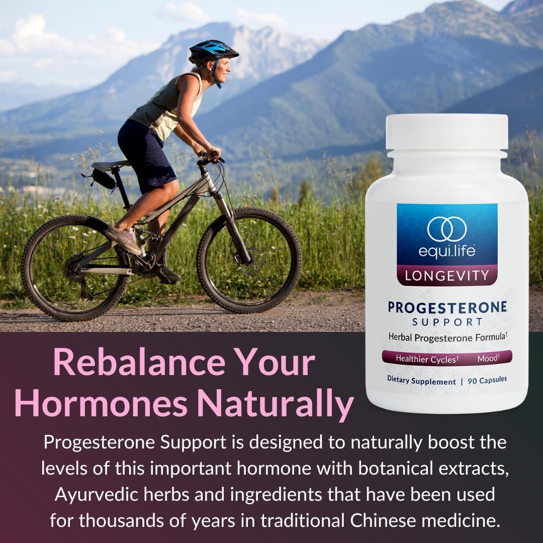 Equilife Progesterone Support Capsules - Herbal Hormonal Balance for Women, Menstrual Pain Relief, Non-GMO, Gluten-Free - 90 Count