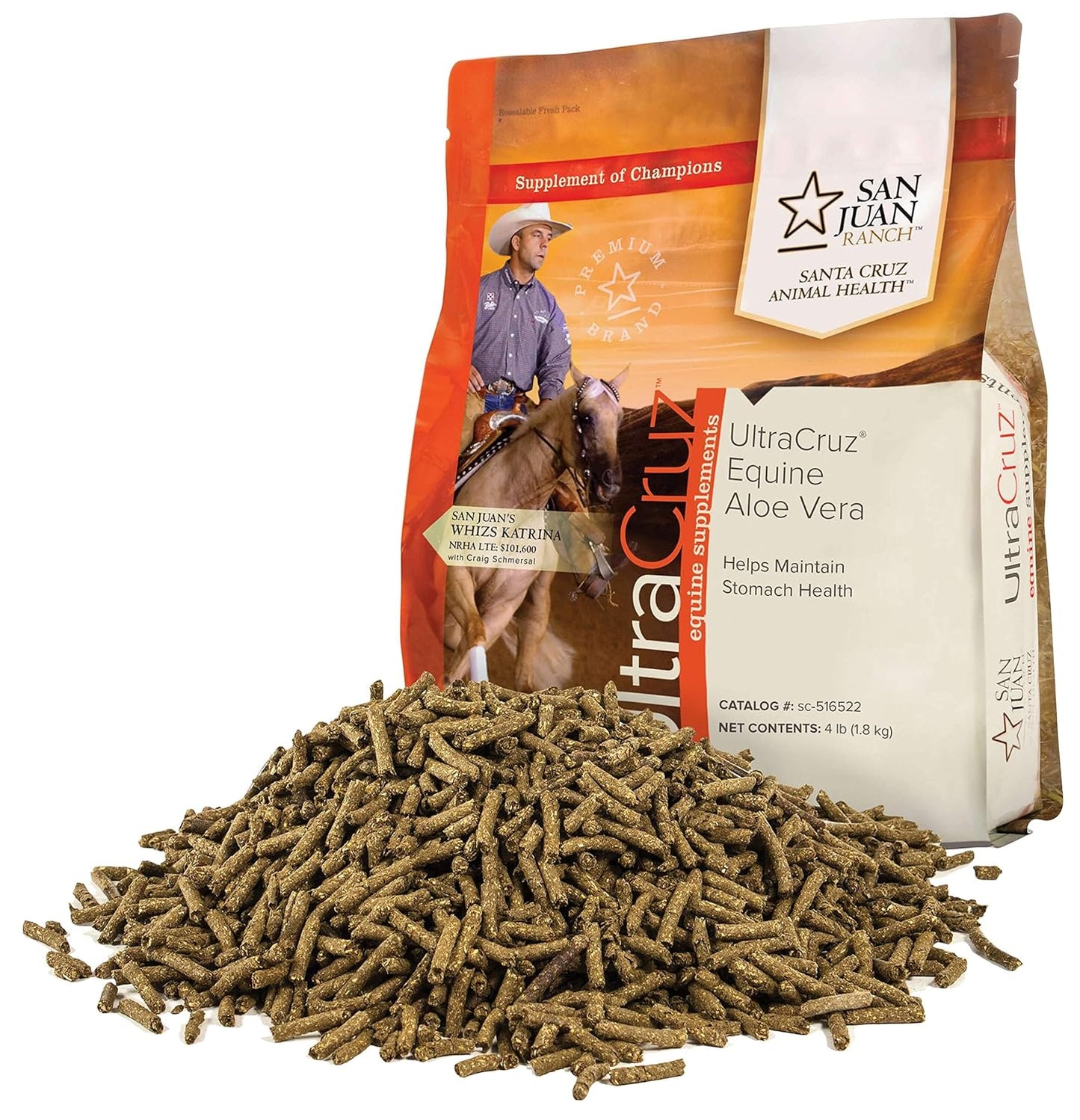 Equine Aloe Vera Supplement for Horses, 4 lb Pellet - UltraCruz sc-516522 (64 Day Supply)