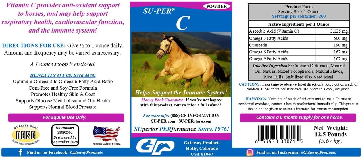 Equine Antioxidant & Immune Support Supplement - 12.5 lb Horse Vitamin C & Mineral Blend